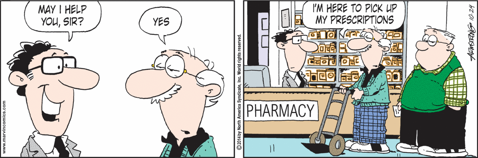 Art OCR: MAY I HELP YOUSIR? I'M HERE TO PICK UP MY PRESCRIPTIONS YES PHARMACY MAY I HELP YOUSIR? I'M HERE TO PICK UP MY PRESCRIPTIONS YES PHARMACY