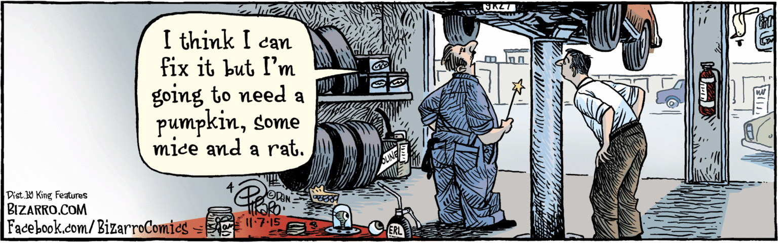 Comic book OCR: BIZARRO.COM Facebook.com/BizarroComies Dist. 9 King features I think I can fix it but I'm going to need a pumpkinsome mice and a rat. 9K2 7 ERL AITO kaRo.ll.7.15 BIZARRO.COM Facebook.com/BizarroComies Dist. 9 King features I think I can fix it but I'm going to need a pumpkinsome mice and a rat. 9K2 7 ERL AITO kaRo.ll.7.15