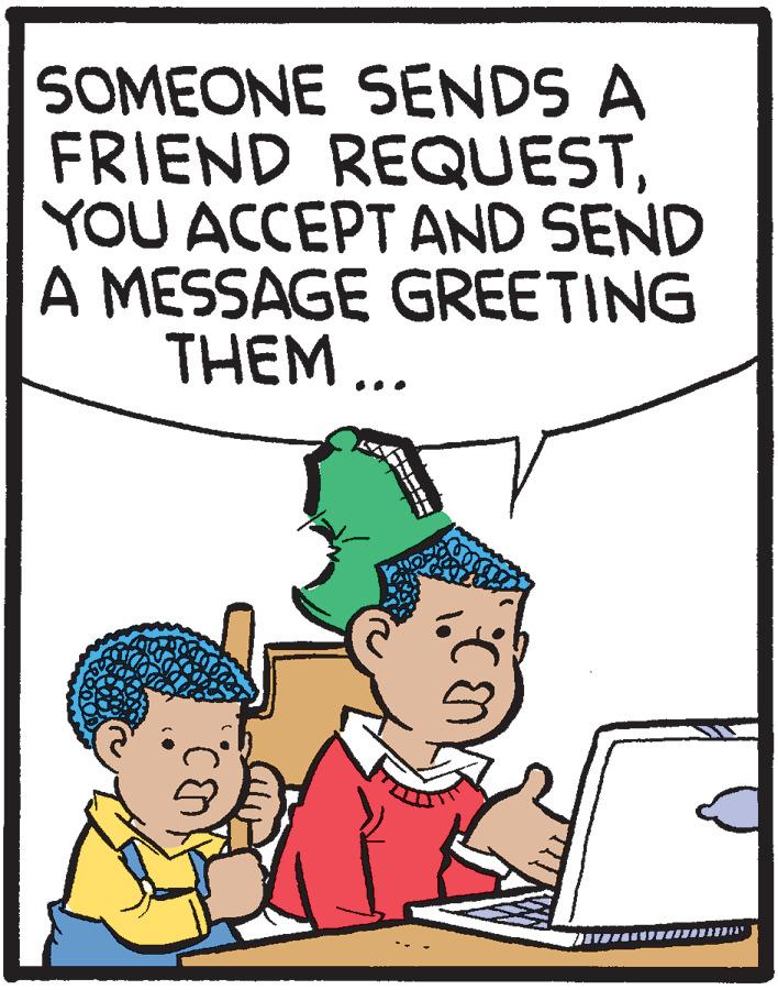 Illustration OCR: SOMEONE SENDS A FRIEND REQUESTYOU ACCEPT AND SEND A MESSAGE GREETING THEM ... SOMEONE SENDS A FRIEND REQUESTYOU ACCEPT AND SEND A MESSAGE GREETING THEM ...