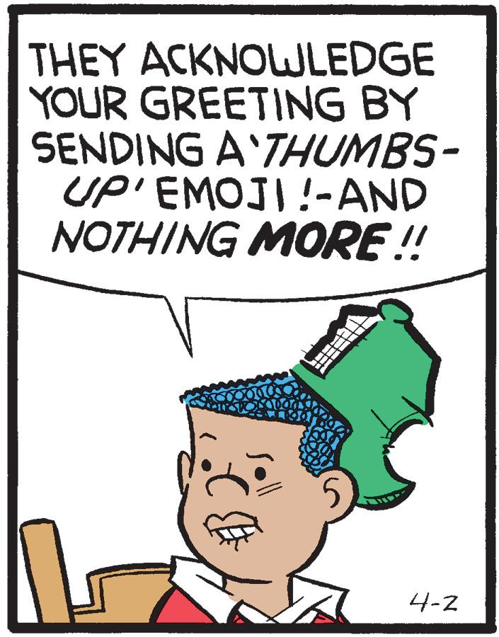 Gesture OCR: THEY ACKNOWLEDGE YOUR GREETING BY SENDING A'THUMBS- UP'EMOJI!-AND NOTHING MORE ! 4-2 THEY ACKNOWLEDGE YOUR GREETING BY SENDING A'THUMBS- UP'EMOJI!-AND NOTHING MORE ! 4-2