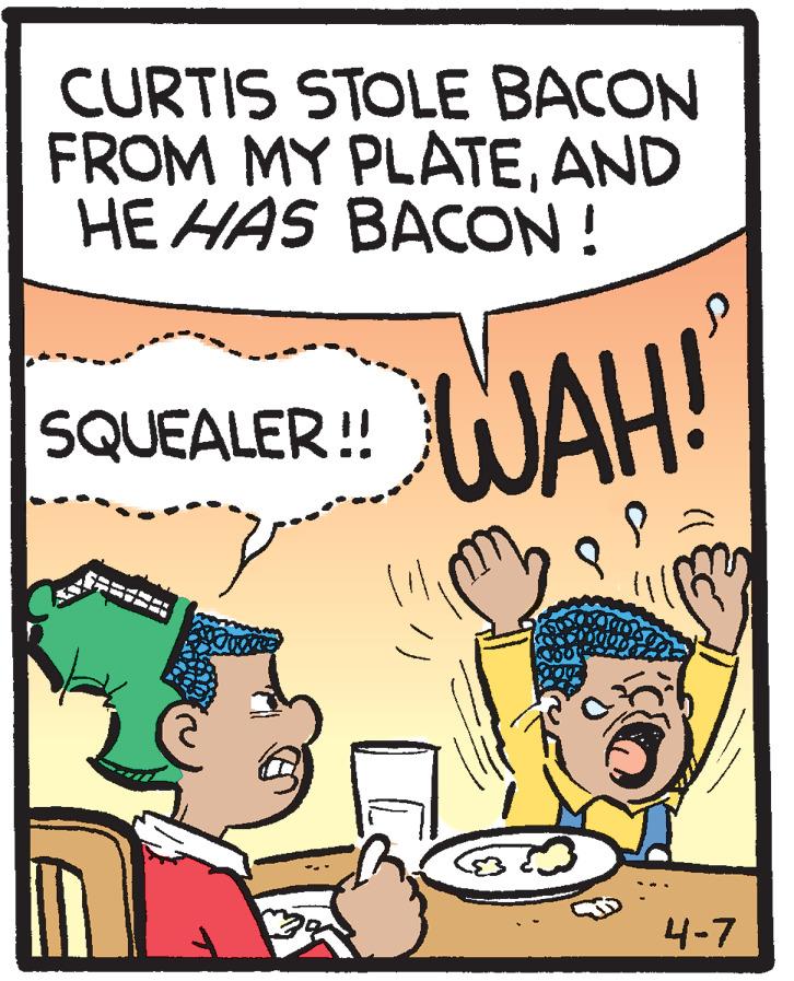 Tableware OCR: CURTIS STOLE BACON FROM MY PLATEAND HE HAS BACON! WAH! SQUEALER! 4-7 CURTIS STOLE BACON FROM MY PLATEAND HE HAS BACON! WAH! SQUEALER! 4-7