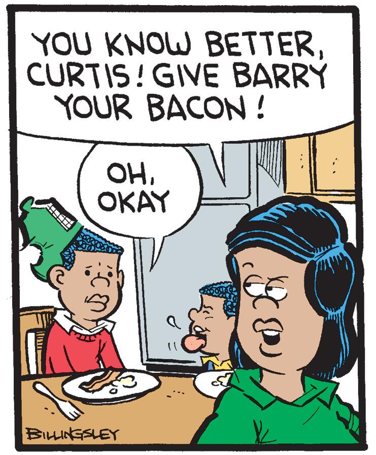 Comics OCR: YOU KNOW BETTERCURTIS! GIVE BARRY YOUR BACON ! OHOKAY BILLINESLEY YOU KNOW BETTERCURTIS! GIVE BARRY YOUR BACON ! OHOKAY BILLINESLEY