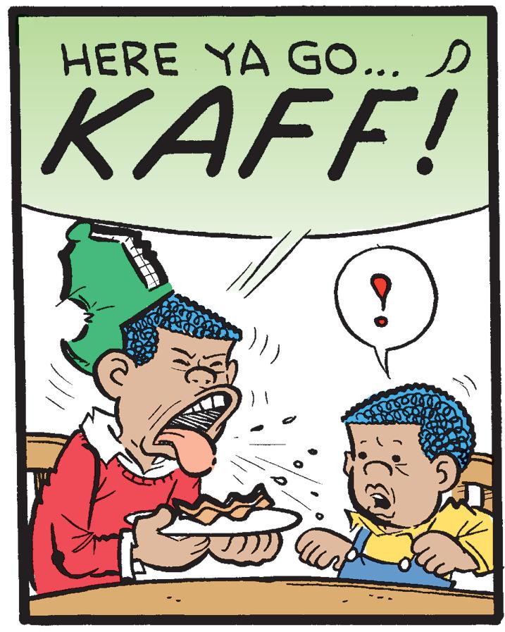 Illustration OCR: HERE YA GO... D KAFF! HERE YA GO... D KAFF!