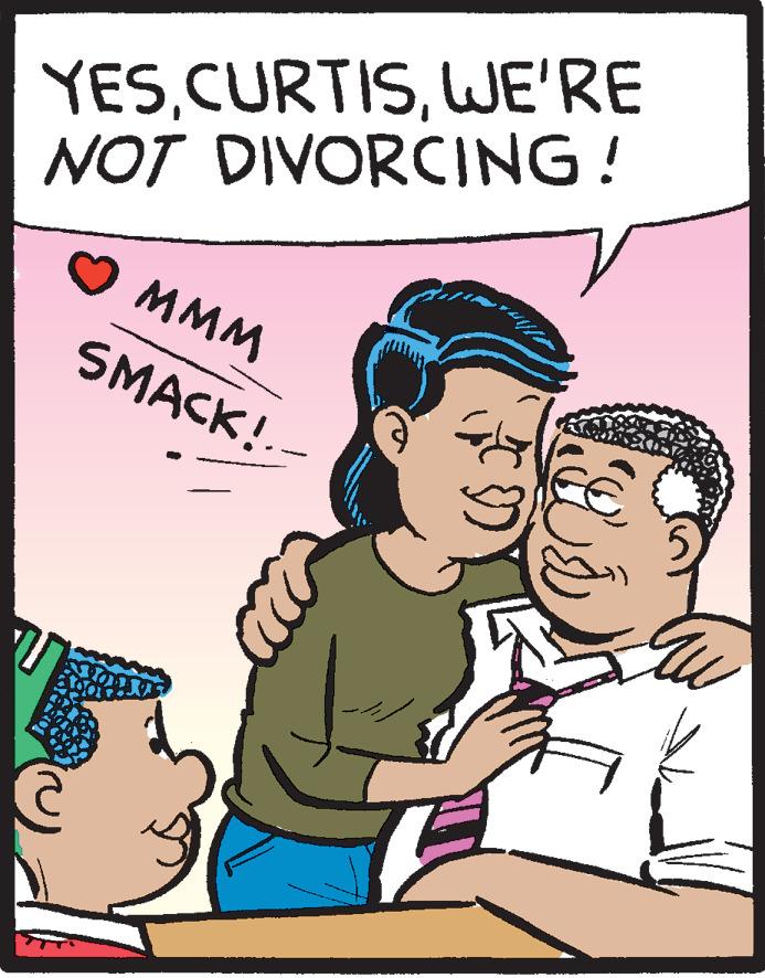 Fiction OCR: YESLWE'RE NOT DIVORCING! MMM SMACK!. YESLWE'RE NOT DIVORCING! MMM SMACK!.