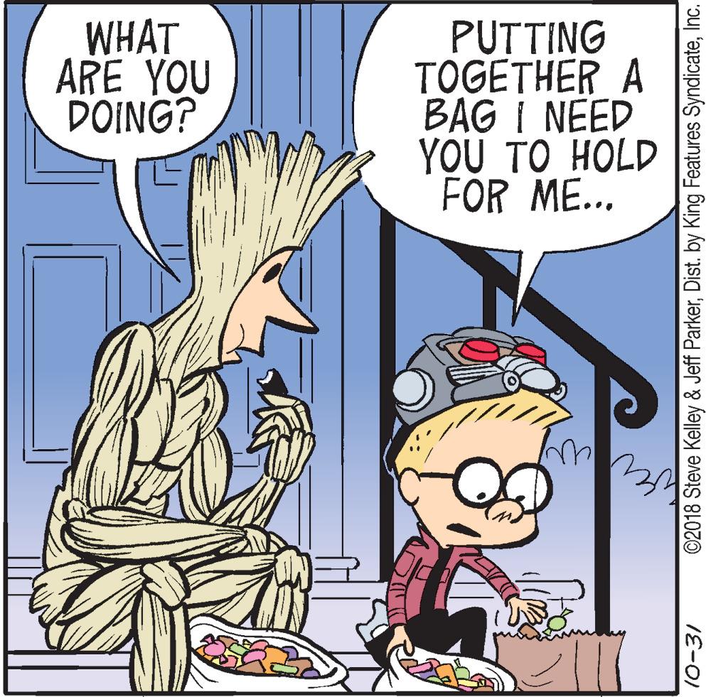 Art OCR: WHAT ARE YOU DOING? PUTTING ?OGETHER A BAG I NEED YOU TO HOLD FOR ME... 10-31 ©2018 Steve Kelley & Jeff ParkerInc. WHAT ARE YOU DOING? PUTTING ?OGETHER A BAG I NEED YOU TO HOLD FOR ME... 10-31 ©2018 Steve Kelley & Jeff ParkerDist. by King Features Syndicate