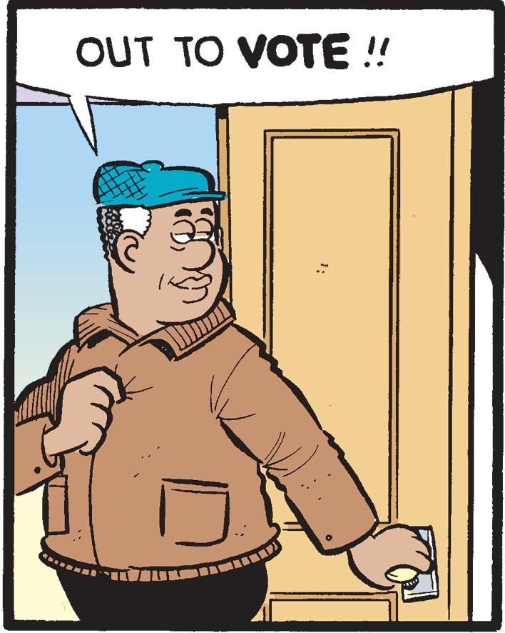 Fictional character OCR: OUT TO VOTE ! OUT TO VOTE !