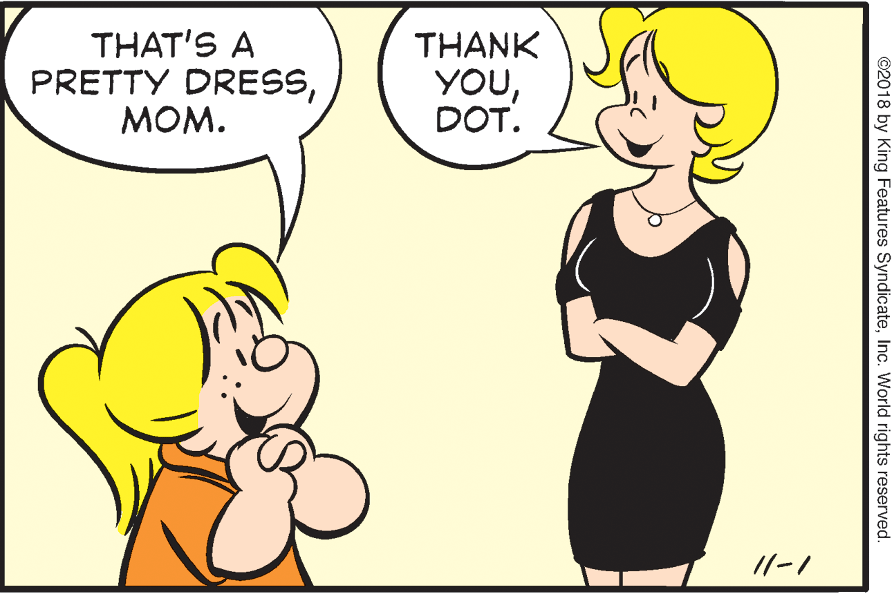 Gesture OCR: THAT'S A PRETTY DRESSMOM. THANK YOUDOT. 1/-1 ©2018 by King Features SyndicateInc. World rights reserved. THAT'S A PRETTY DRESSMOM. THANK YOUDOT. 1/-1 ©2018 by King Features SyndicateInc. World rights reserved.