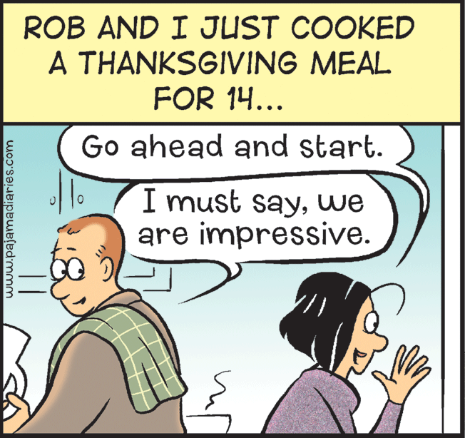 Gesture OCR: ROB AND I JUST COOKED A THANKSGIVING MEAL FOR 14... Go ahead and start. I must saywe are impressive. www.pajamadiaries.com ROB AND I JUST COOKED A THANKSGIVING MEAL FOR 14... Go ahead and start. I must saywe are impressive. www.pajamadiaries.com