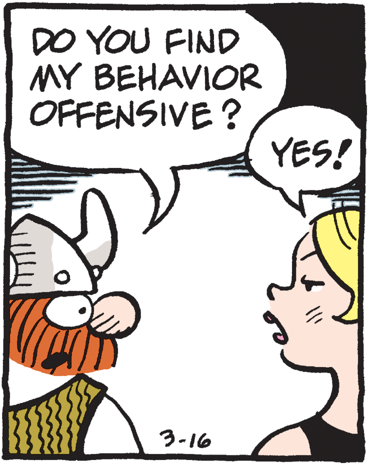 Drawing OCR: DO YOU FIND MY BEHAVIOR OFFENSIVE ? YES! 3-16 DO YOU FIND MY BEHAVIOR OFFENSIVE ? YES! 3-16