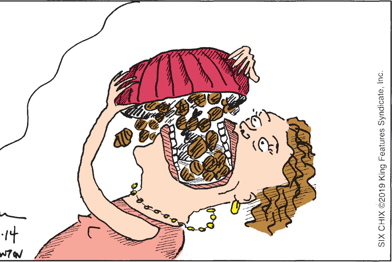 Illustration OCR: 14 SIX CHIX @2019 King Features SyndicateInc. 14 SIX CHIX @2019 King Features Syndicate