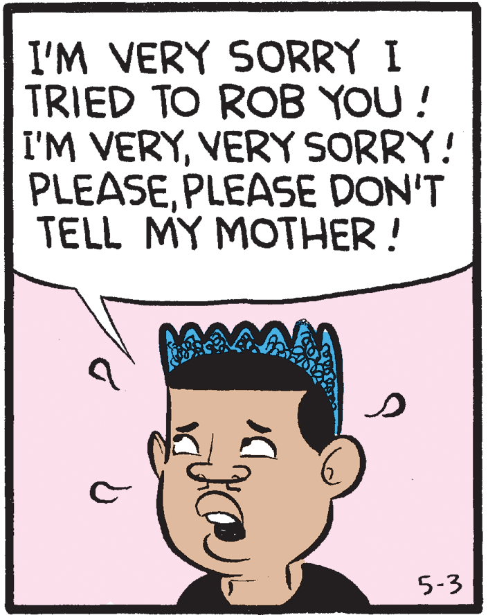 Rectangle OCR: I'M VERY SORRY I TRIED TO ROB YOU! I'M VERYVERY SORRY! PLEASEPLEASE DON'T TELL MY MOTHER! 5-3 I'M VERY SORRY I TRIED TO ROB YOU! I'M VERYVERY SORRY! PLEASEPLEASE DON'T TELL MY MOTHER! 5-3