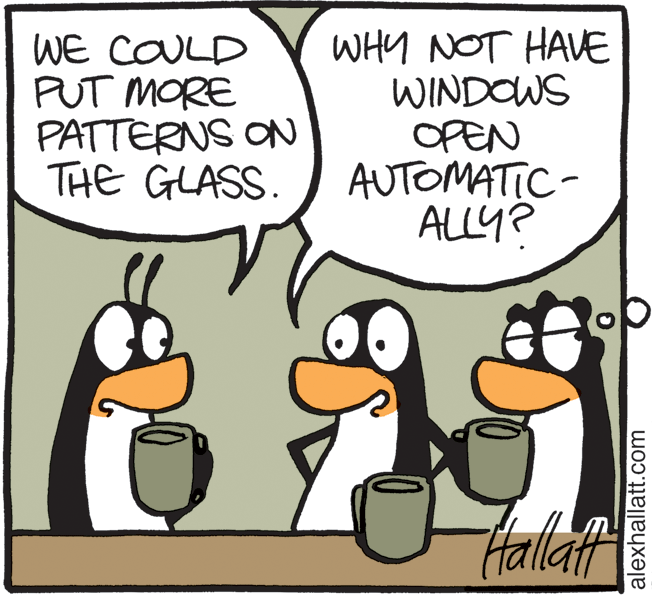 Animation OCR: WE COULD PUT MORE PATTERNS ON THE GLASS. WHY NOT HAVE WINDOWS OPEN AUTOMATIC- ALLY? Hallatt alexhallatt.com WE COULD PUT MORE PATTERNS ON THE GLASS. WHY NOT HAVE WINDOWS OPEN AUTOMATIC- ALLY? Hallatt alexhallatt.com