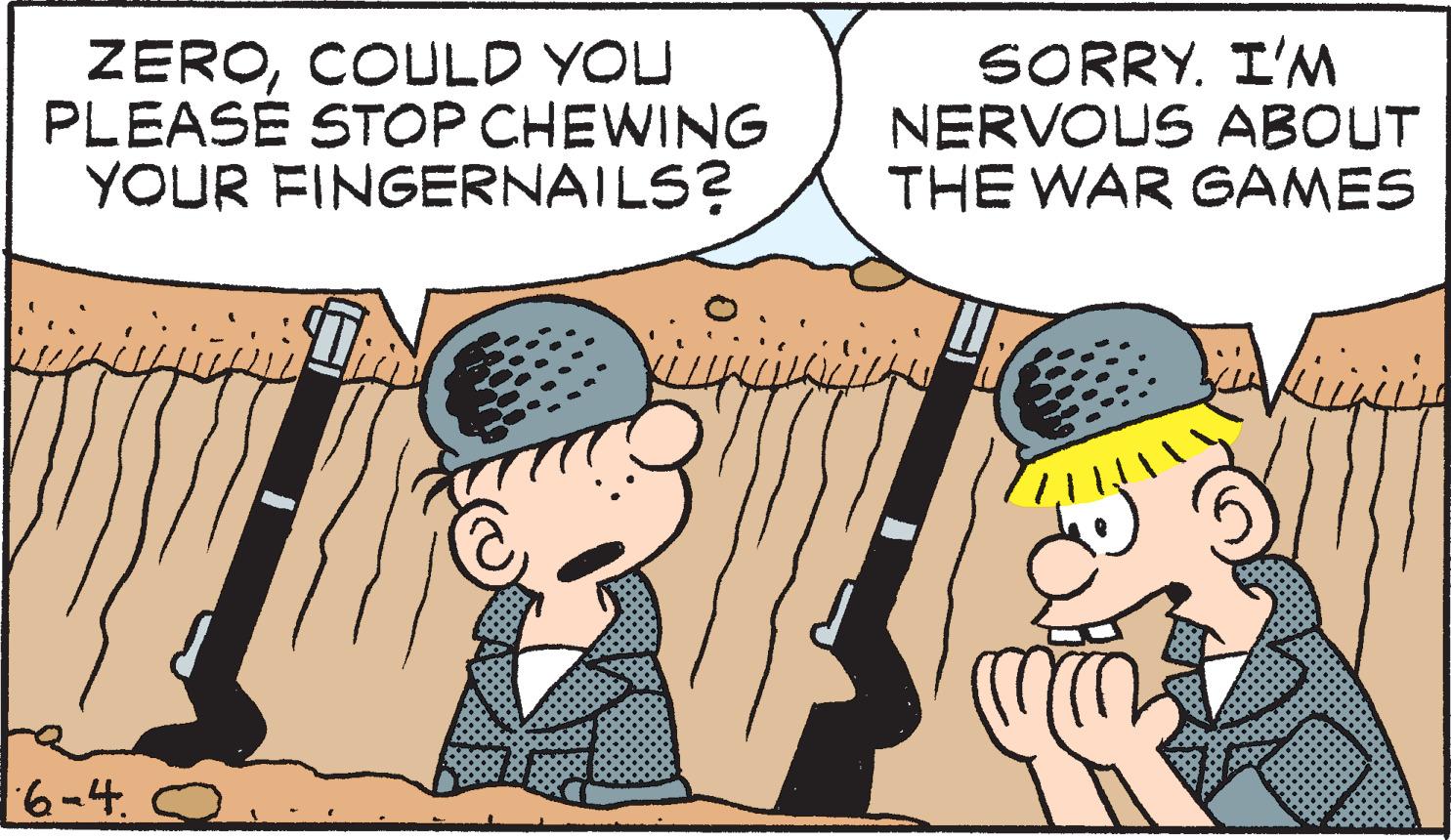 Pleased OCR: ZEROCOULD YOU PLEASE STOP CHEWING YOUR FINGERNAILS? SORRY. I'M NERVOUS ABOUT THE WAR GAMES 16-4 ZEROCOULD YOU PLEASE STOP CHEWING YOUR FINGERNAILS? SORRY. I'M NERVOUS ABOUT THE WAR GAMES 16-4