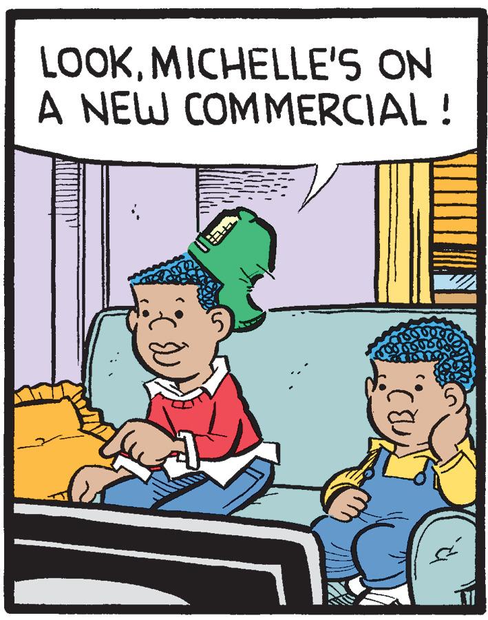 Conversation OCR: LOOKMICHELLE'S ON A NEW COMMERCIAL! LOOKMICHELLE'S ON A NEW COMMERCIAL!