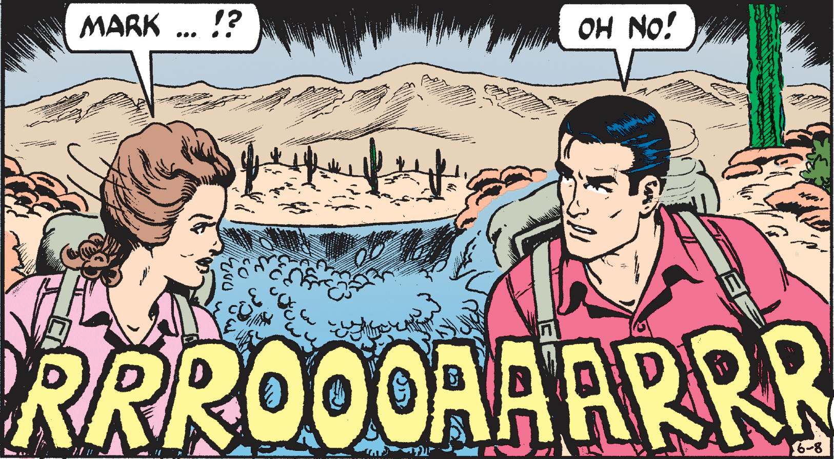 Photo caption OCR: MARK !? OH NO! ... .. RRROOORAARRB MARK !? OH NO! ... .. RRROOORAARRB