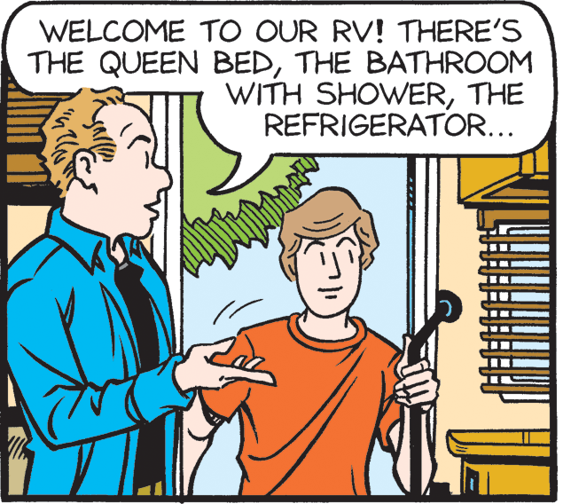 Finger OCR: WELCOME TO OUR RV! THERE'S THE QUEEN BEDTHE BATHROOM WITH SHOWERTHE REFRIGERATOR... WELCOME TO OUR RV! THERE'S THE QUEEN BEDTHE BATHROOM WITH SHOWERTHE REFRIGERATOR...
