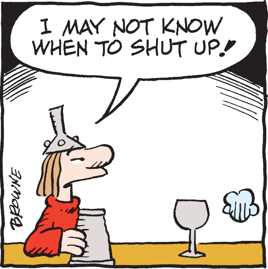 Line OCR: I MAY NOT KNOW WHEN TO SHUT UP." I MAY NOT KNOW WHEN TO SHUT UP."