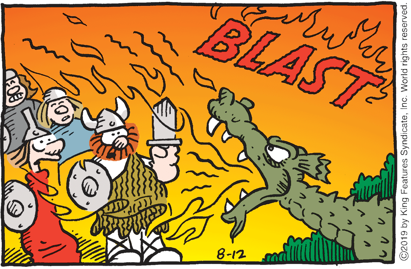 Drawing OCR: BLAST 8-12 ©2019 by King Features SyndicateInc. World rights reserved. BLAST 8-12 ©2019 by King Features SyndicateInc. World rights reserved.