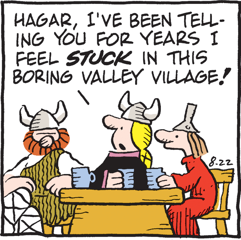 Line OCR: HAGARI'VE BEEN TEL- ING YOU FOR YEARS I FEEL STUCK IN THIS BORING VALLEY VILLAGE! dreame 8-22 HAGARI'VE BEEN TEL- ING YOU FOR YEARS I FEEL STUCK IN THIS BORING VALLEY VILLAGE! dreame 8-22