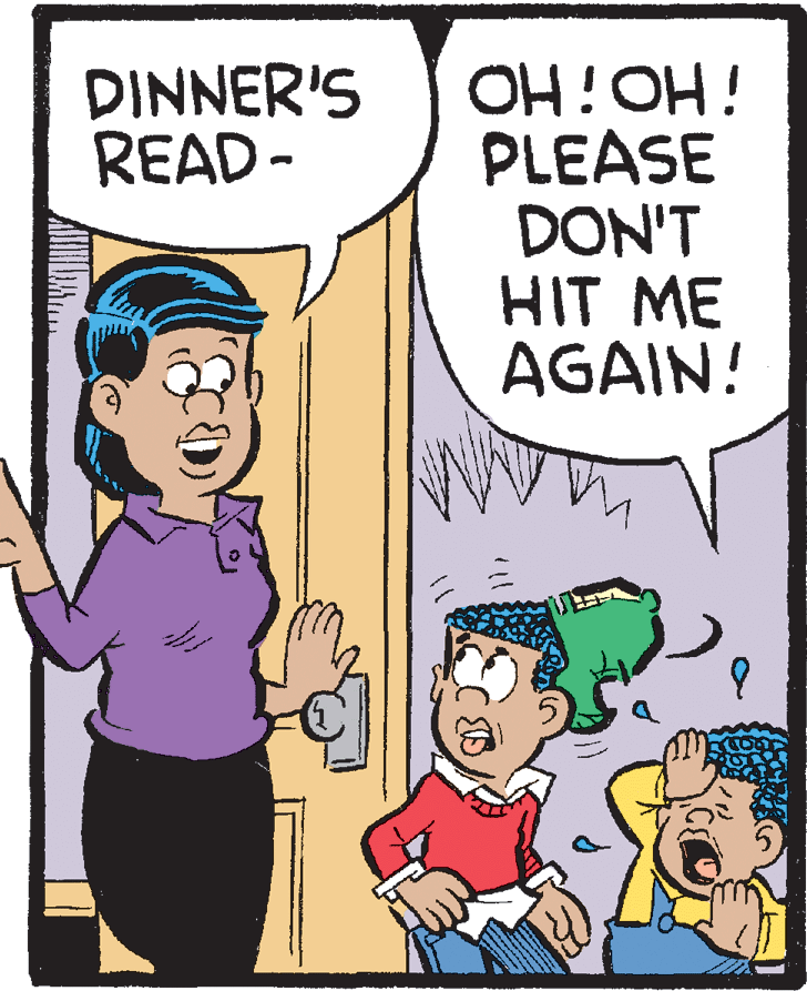 Rectangle OCR: OH!OH! PLEASE DON'T HIT ME AGAIN! DINNER'S READ- OH!OH! PLEASE DON'T HIT ME AGAIN! DINNER'S READ-