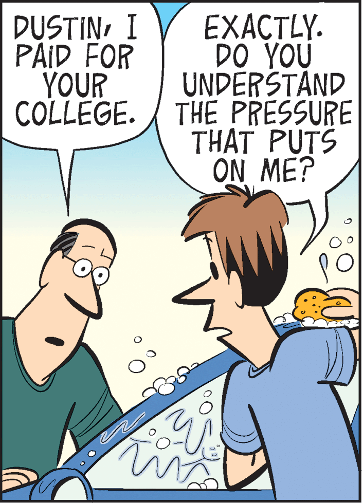 Animation OCR: DUSTINI PÁID FOR YOUR COLLEGE. EXACTLY. DO YOU UNDERSTÁND THE PRESSURE THAT PUTS ON ME? DUSTINI PÁID FOR YOUR COLLEGE. EXACTLY. DO YOU UNDERSTÁND THE PRESSURE THAT PUTS ON ME?