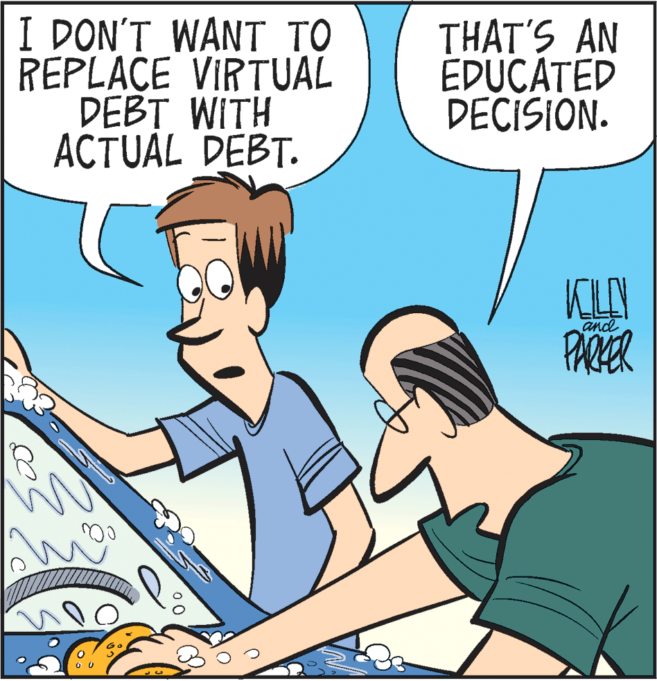 Font OCR: I DON'T WANT TO REPLACE VIRTUAL DEBT WITH ACTUAL DEBT. THAT'S AN EDUCATED DECISION. KLAY PAER and I DON'T WANT TO REPLACE VIRTUAL DEBT WITH ACTUAL DEBT. THAT'S AN EDUCATED DECISION. KLAY PAER and