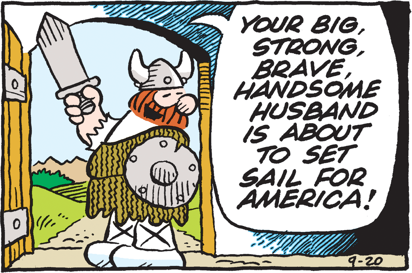Animation OCR: YOUR BIGHANDSOME HUSBAND IS ABOUT TO SET SAIL FOR AMERICA! 9-20 YOUR BIGHANDSOME HUSBAND IS ABOUT TO SET SAIL FOR AMERICA! 9-20