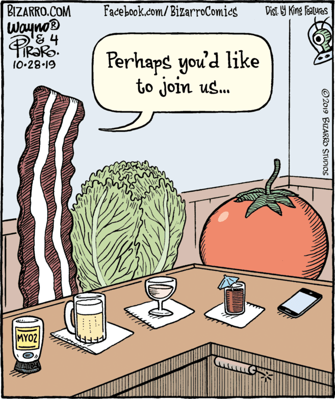 Fruit OCR: BIZARRO.COM Facebook.com/BizarroComies Dist Y King Features Wayno & 4 Perhaps you'd like to join us. 10-28 19 MY02 ©2019 BIZARRO STUDIOS BIZARRO.COM Facebook.com/BizarroComies Dist Y King Features Wayno & 4 Perhaps you'd like to join us. 10-28 19 MY02 ©2019 BIZARRO STUDIOS
