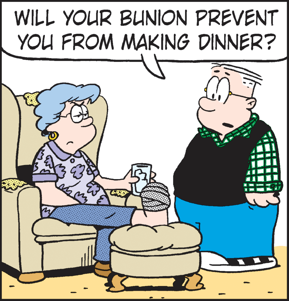 Line OCR: WILL YOUR BUNION PREVENT YOU FROM MAKING DINNER? WILL YOUR BUNION PREVENT YOU FROM MAKING DINNER?