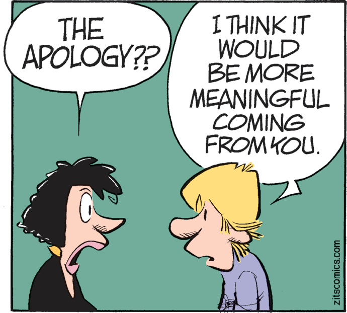 Illustration OCR: I THINK IT WOULD BE MORE MEANINGFUL COMING FROM KOU. THE APOLOGY?? zitscomics.com I THINK IT WOULD BE MORE MEANINGFUL COMING FROM KOU. THE APOLOGY?? zitscomics.com