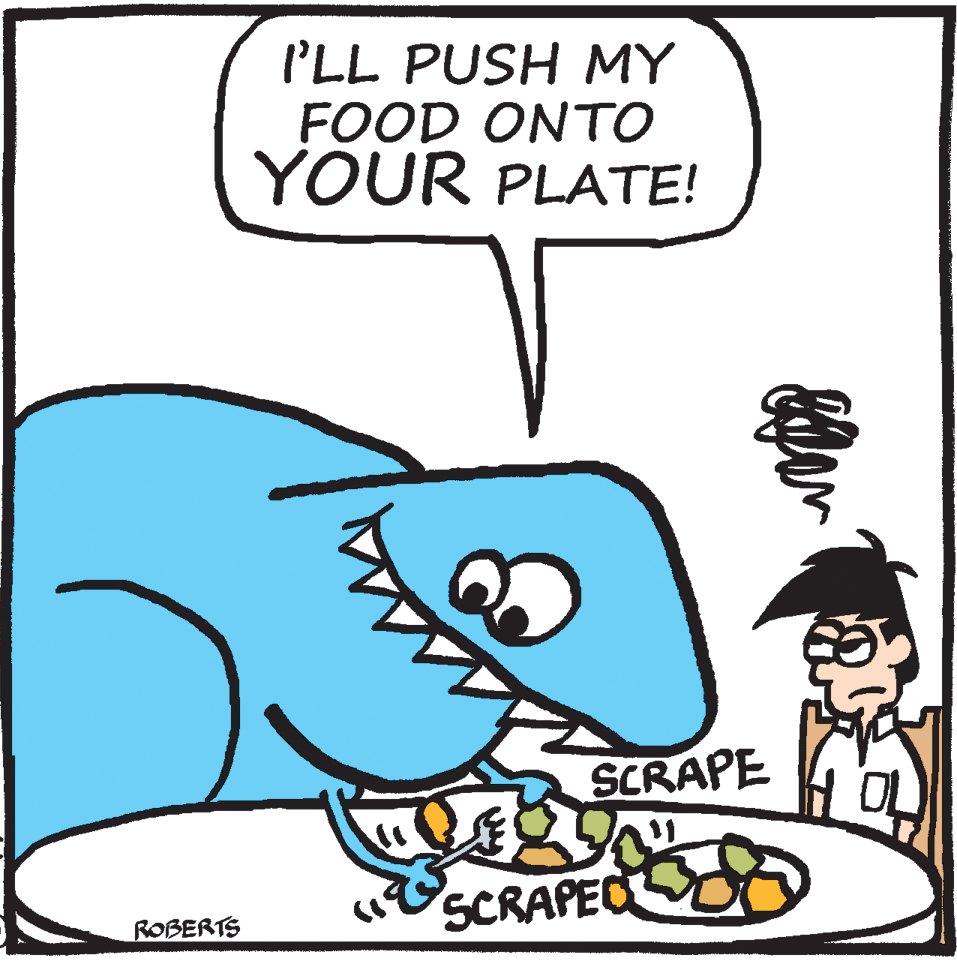 Mammal OCR: I'LL PUSH MY FOOD ONTO YOUR PLATE! SCRAPE SCRAPEC ROBERTS I'LL PUSH MY FOOD ONTO YOUR PLATE! SCRAPE SCRAPEC ROBERTS