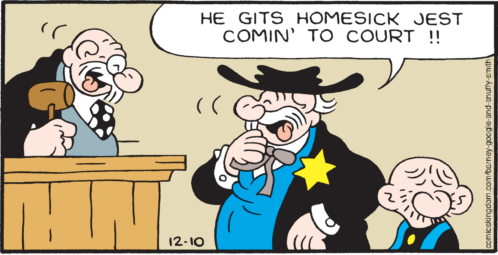 Finger OCR: HE GITS HOMESICK JEST COMIN' T O COURT !! 12-10 comicskingdom.com/barney-google-and-snuffy-smith HE GITS HOMESICK JEST COMIN' T O COURT !! 12-10 comicskingdom.com/barney-google-and-snuffy-smith