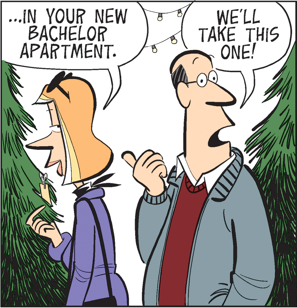 Illustration OCR: ..IN YOUR NEW BACHELOR APARTMENT. WE'LL ???? THIS ONE! ..IN YOUR NEW BACHELOR APARTMENT. WE'LL ???? THIS ONE!