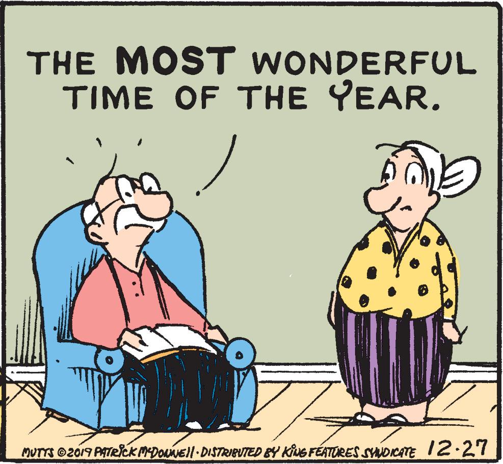 Line OCR: THE MOST WONDERFUL TIME OF THE YEAR. MUTTS O2019 PATRCK MEDOANEI-DISTRIBUTED BY KING FÉATORES SYNDICATE 12.21 THE MOST WONDERFUL TIME OF THE YEAR. MUTTS O2019 PATRCK MEDOANEI-DISTRIBUTED BY KING FÉATORES SYNDICATE 12.21