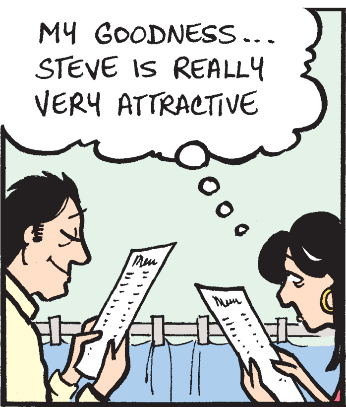 Line OCR: MY GOODNESS... STEVE IS REALLY VERY ATTRACTIVE mm MY GOODNESS... STEVE IS REALLY VERY ATTRACTIVE mm