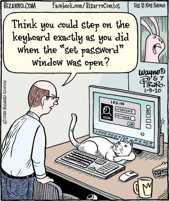 Line OCR: Dist Y King Features BIZARRO.COM Facebook.com/BizarroComics Think could step on the you keyboard exactly as you when the "set password" window was open? did Wayno® 1.9.20 LOG IN USERNAME PASSWORD ©2020 BIZARRO STUDIOS ??000 Dist Y King Features BIZARRO.COM Facebook.com/BizarroComics Think could step on the you keyboard exactly as you when the "set password" window was open? did Wayno® 1.9.20 LOG IN USERNAME PASSWORD ©2020 BIZARRO STUDIOS ? ? 000