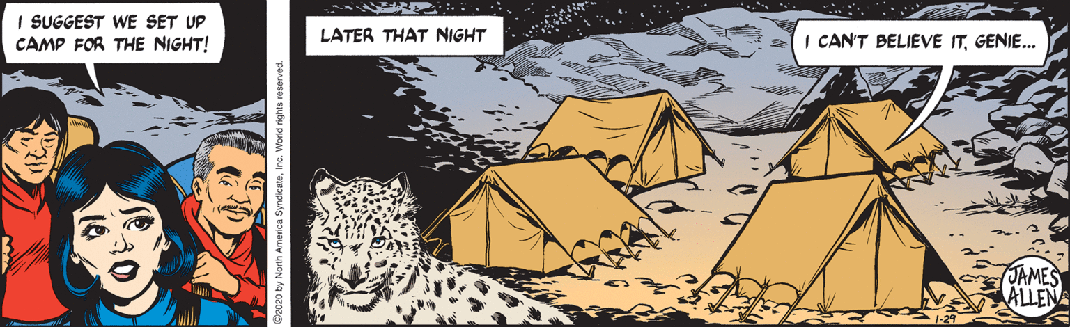Adaptation OCR: I SUGGEST WE SET UP CAMP FOR THE NIGHT! LATER THAT NIGHT I CAN'T BELIEVE ITGENIE... JAMES ALLEN I SUGGEST WE SET UP CAMP FOR THE NIGHT! LATER THAT NIGHT I CAN'T BELIEVE ITGENIE... JAMES ALLEN