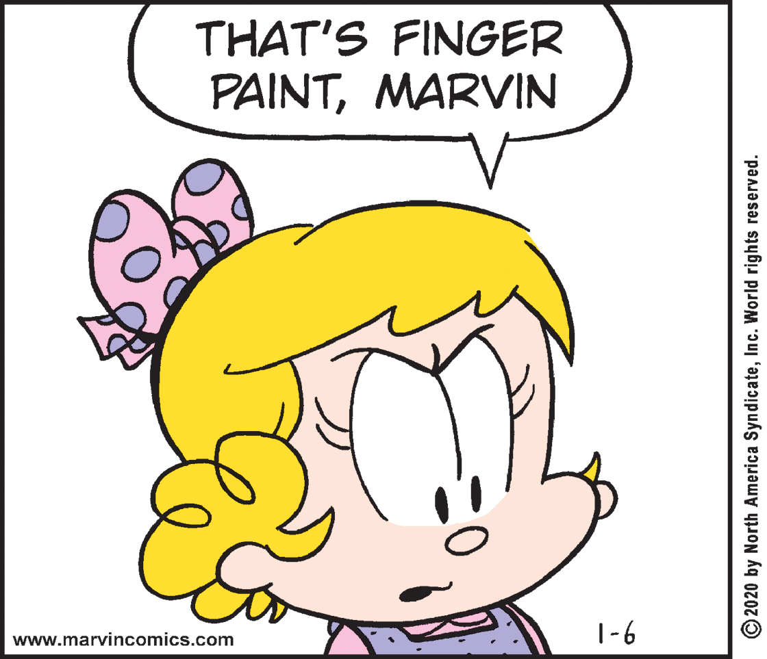 Human body OCR: THAT'S FINGER PAINTMARVIN www.marvincomics.com 1-6 2020 by North America SyndicateInc. World rights reserved. THAT'S FINGER PAINTMARVIN www.marvincomics.com 1-6 2020 by North America SyndicateInc. World rights reserved.