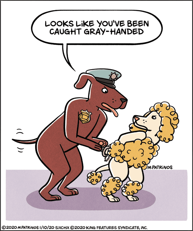 Art OCR: LOOKS LIKE YOU'VE BEEN CAUGHT GRAY-HANDED OMPATRINOS ©2020 M.PATRINOS I/10/20 SIXCHIX ©2020 KING FEATURES SYNDICATEINC. LOOKS LIKE YOU'VE BEEN CAUGHT GRAY-HANDED OMPATRINOS ©2020 M.PATRINOS I/10/20 SIXCHIX ©2020 KING FEATURES SYNDICATE