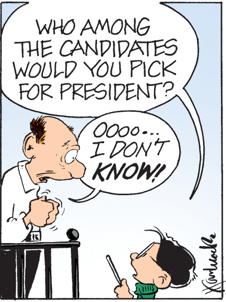 Font OCR: WHO AMONG THE CANDIDATES WOULD YOU PICK FOR PRESIDENT? 0000... I DON'T KNOW! WHO AMONG THE CANDIDATES WOULD YOU PICK FOR PRESIDENT? 0000... I DON'T KNOW!