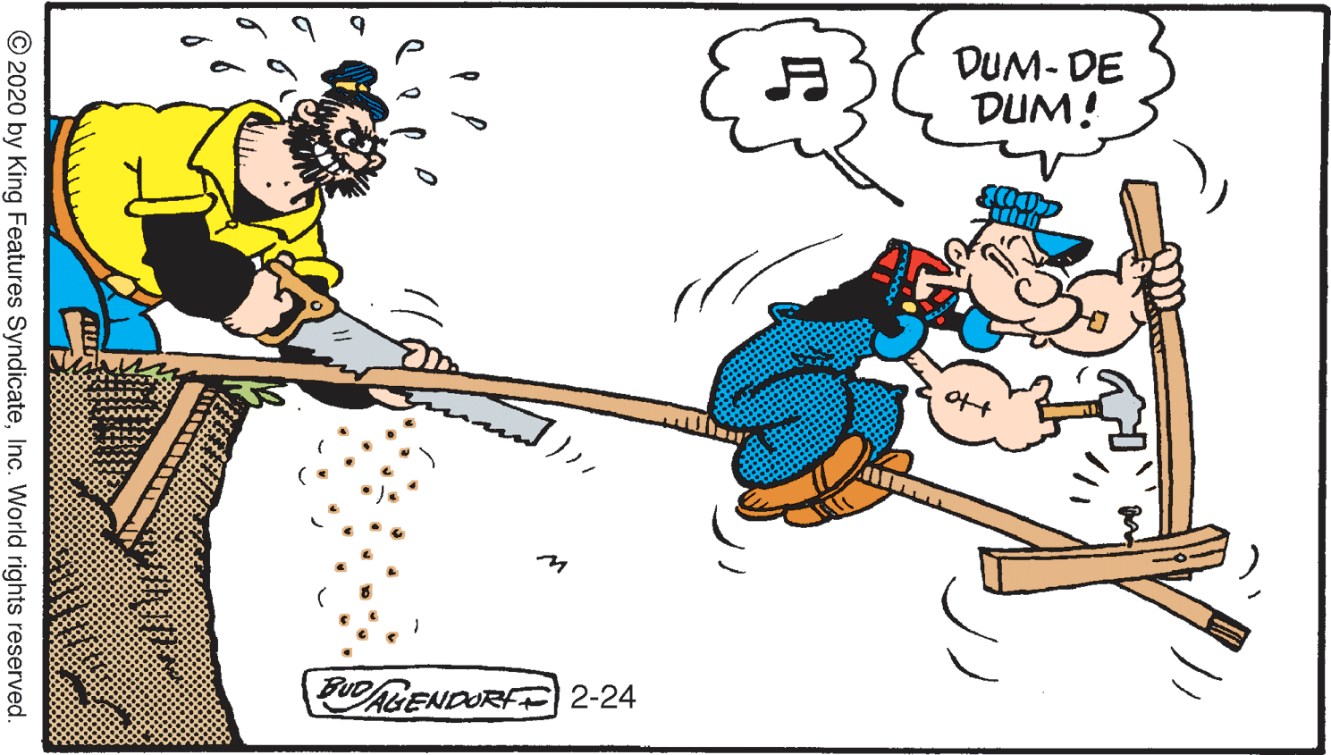 Pleased OCR: DUM- DE DUM! ?+ BUDALENDURFE 2-24 © 2020 by King Features SyndicateInc. World rights reserved. DUM- DE DUM! ? + BUDALENDURFE 2-24 © 2020 by King Features SyndicateInc. World rights reserved.