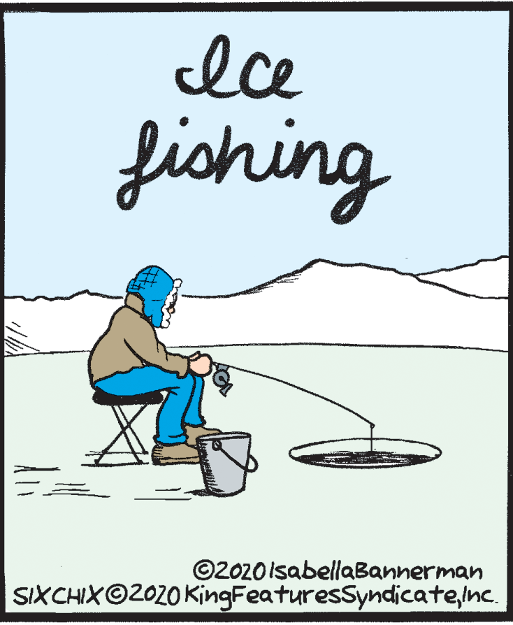 Handwriting OCR: Ice fishing ©2020 isabellaBannerman SIXCHIX©2020 KingFeaturesSyndicateInc. Ice fishing ©2020 isabellaBannerman SIXCHIX©2020 KingFeaturesSyndicate
