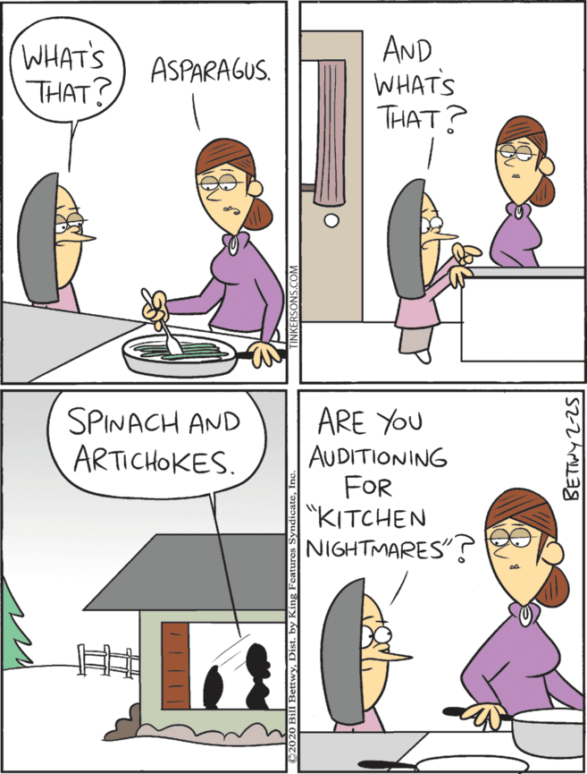Window OCR: ARE YOU AUDITIONING FOR "KITCHEN NIGHTMARES"? (WHAT'S THAT? AND WHAT'S THAT? SPINACH AND ARTICHOKES. ASPARAGUS. ARE YOU AUDITIONING FOR "KITCHEN NIGHTMARES"? (WHAT'S THAT? AND WHAT'S THAT? SPINACH AND ARTICHOKES. ASPARAGUS.