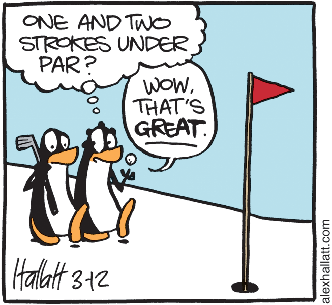Humour OCR: ONE AND TWO STROKES UNDERPAR? wowTHAT'S GREAT. Hallatt 312 alexhallatt.com ONE AND TWO STROKES UNDERPAR? wowTHAT'S GREAT. Hallatt 312 alexhallatt.com