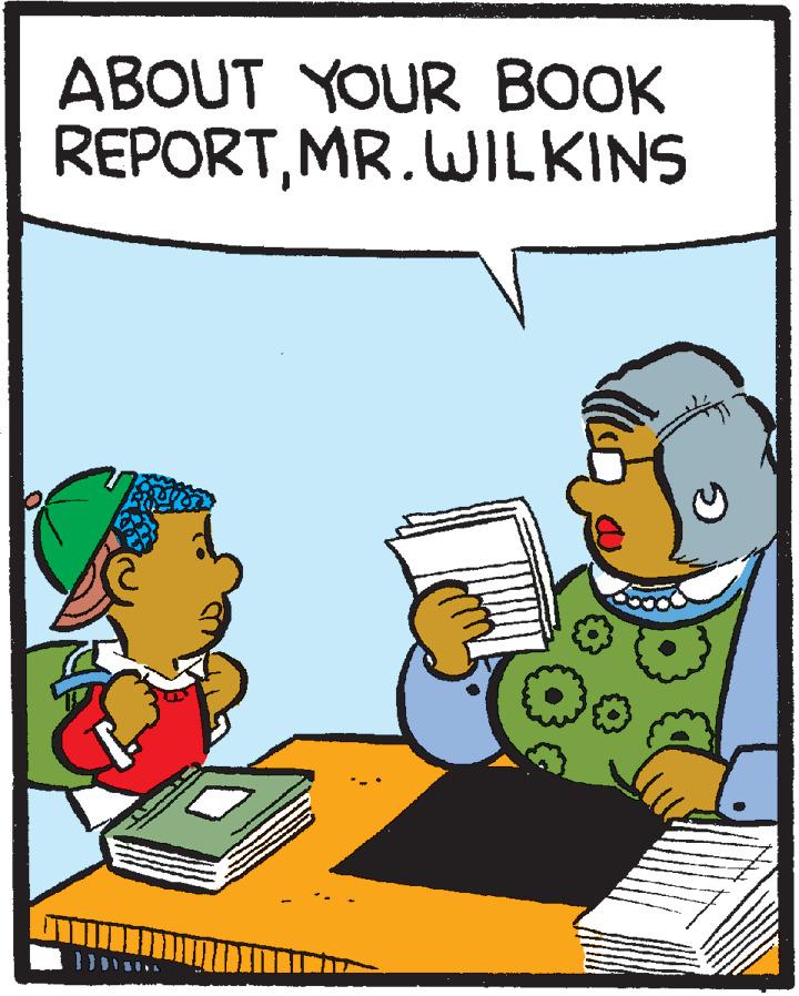Conversation OCR: ABOUT YOUR BOOK REPORTMR.WILKINS ABOUT YOUR BOOK REPORT