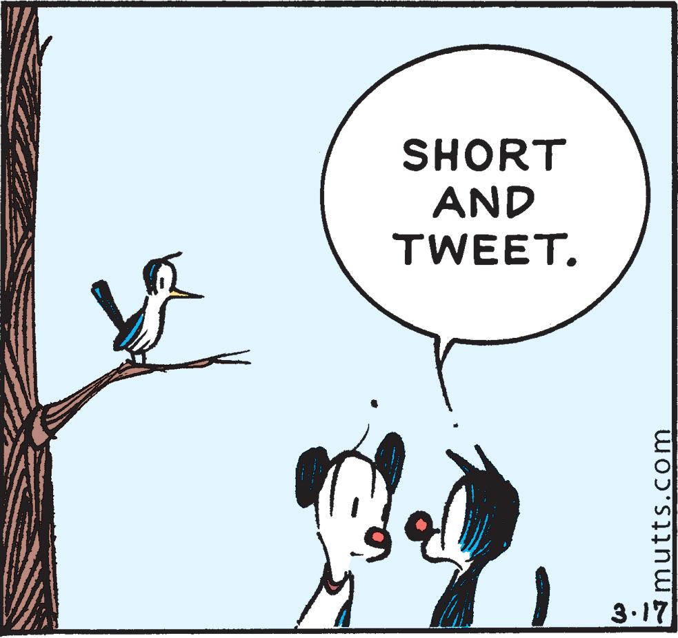 Illustration OCR: SHORT AND TWEET. 3.17 mutts.com SHORT AND TWEET. 3.17 mutts.com