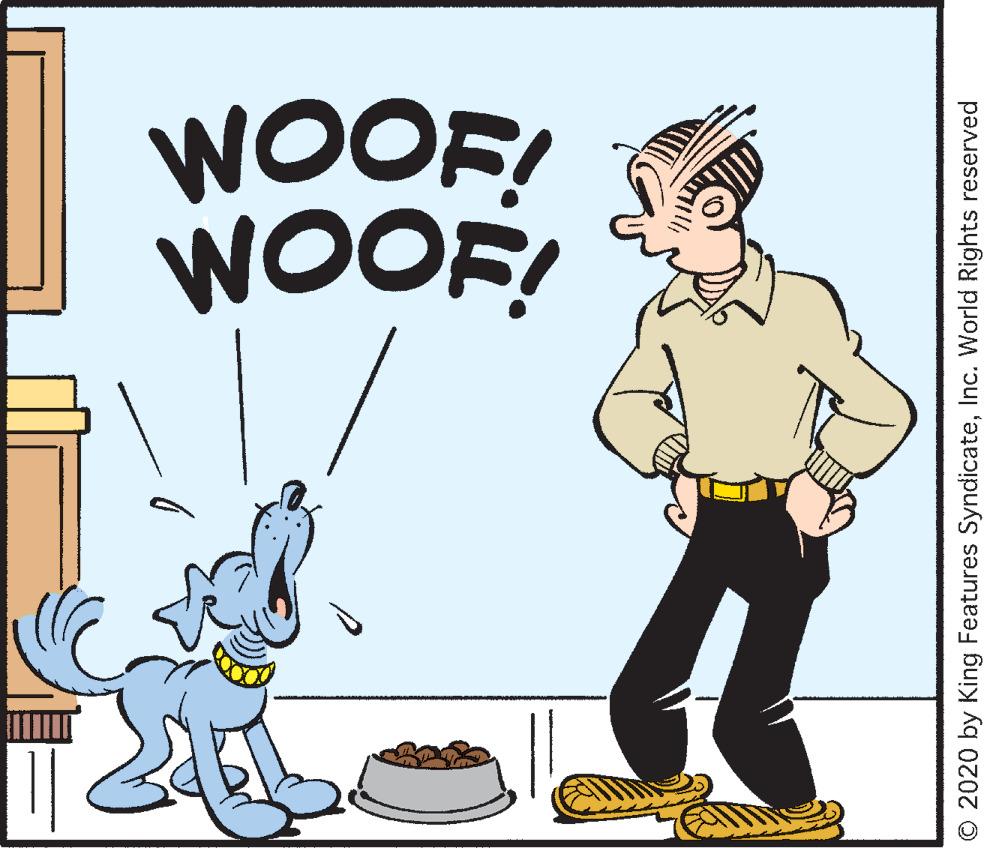 Drawing OCR: WOOF! WOOR O 2020 by King Features SyndicateInc. World Rights reserved WOOF! WOOR O 2020 by King Features SyndicateInc. World Rights reserved
