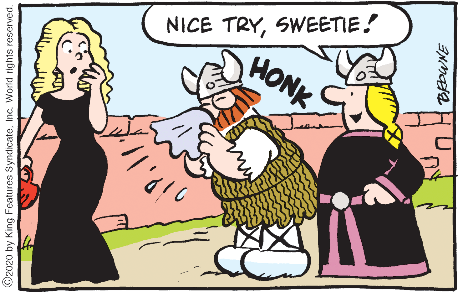 Animated cartoon OCR: NICE TRYSWEETIE! HONK ©2020 by King Features SyndicateInc. World rights reserved. NICE TRYSWEETIE! HONK ©2020 by King Features SyndicateInc. World rights reserved.