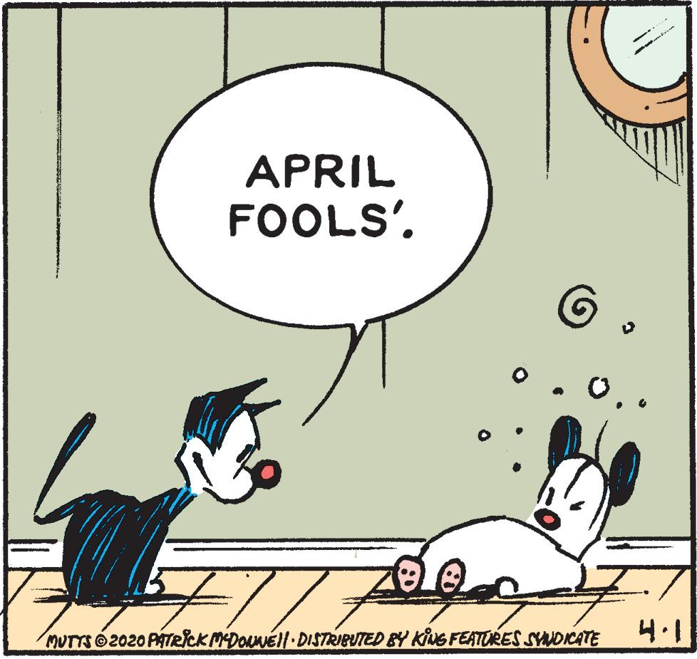 Tail OCR: APRIL FOOLS'. MUTTS2020 PATRICK MDONÉl. DISTRIBUTED BY kiNG FEATURES SHNOIKATE 4.1 APRIL FOOLS'. MUTTS2020 PATRICK MDONÉl. DISTRIBUTED BY kiNG FEATURES SHNOIKATE 4.1