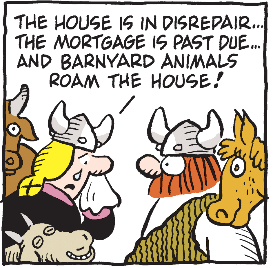 Working animal OCR: THE HOUSE IS IN DISREPAIR.. THE MORTGAGE IS PAST DUE.. AND BARNYARD ANIMALS ROAM THE HOUSE! THE HOUSE IS IN DISREPAIR.. THE MORTGAGE IS PAST DUE.. AND BARNYARD ANIMALS ROAM THE HOUSE!